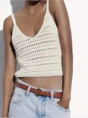 Zara Crochet Cream Tank Top